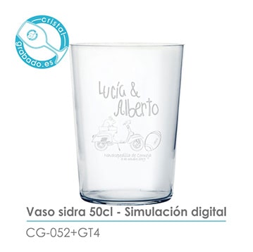 Simulación digital vaso de sidra personalizado